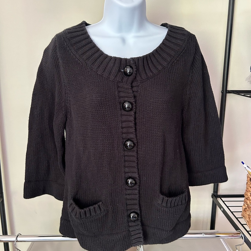 Banana Republic Black Heavy Sweater Jacket Size Women’s Large